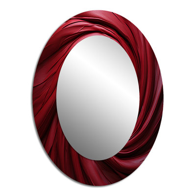 Red Winding Wonder - miroir mural décoratif à spirales abstraites, miroir rouge, impression sur métal