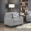 Ensemble de canapé-lit contemporain contemporain 3 pièces avec canapé et causeuse gris en chenille durable et coussins décoratifs en bois