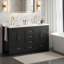 Meuble-lavabo 60 po noir avec lavabo, armoire à 4 portes à fermeture douce et 5 tiroirs de rangement, armoire de salle de bain moderne avec beaucoup de rangement