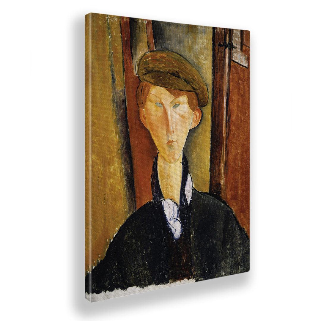 Leinwandbild Junger Mann mit Hut von Amedeo Modigliani