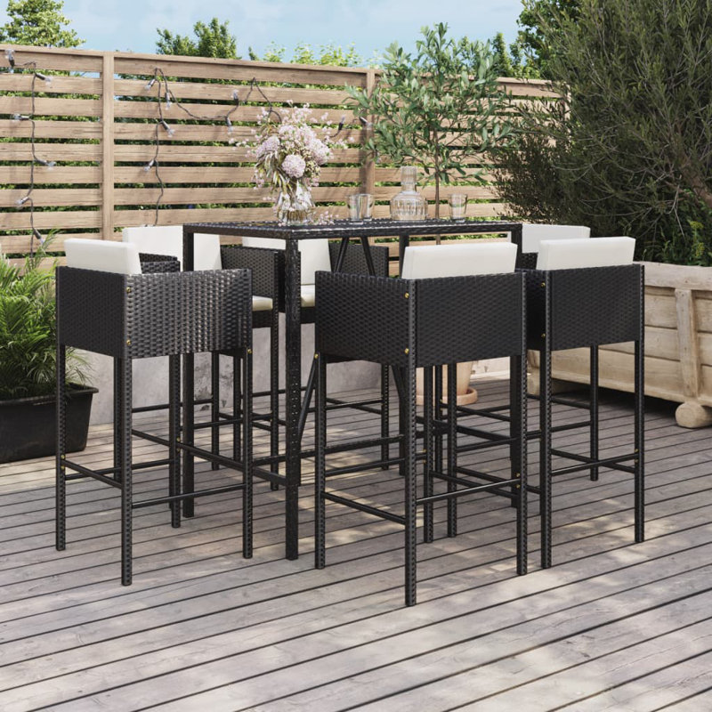 Ensemble de bar en métal avec tabourets, Noir, 4