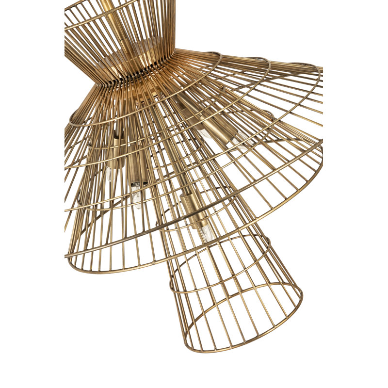 Bowry 6 - Light Dimmable Geometric Chandelier, Rubbed Brass