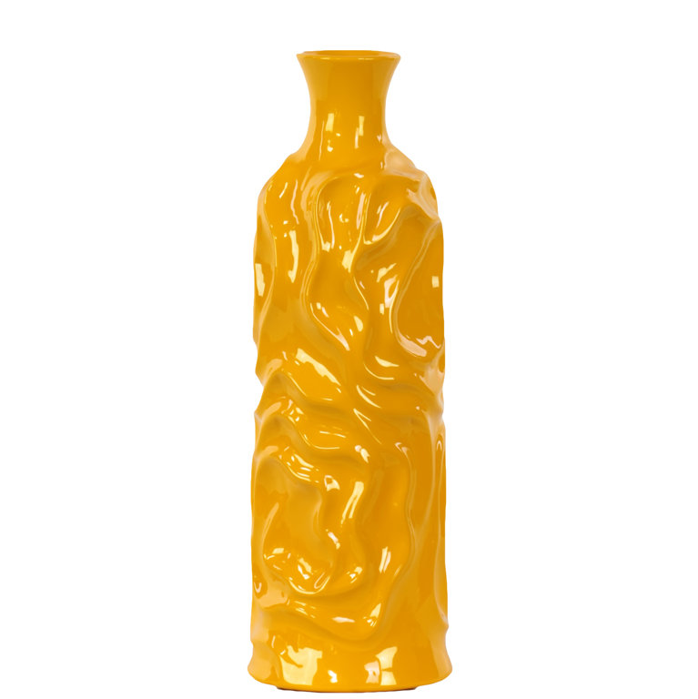 Table Vase, 12" H x 3.75" W x 3.75" D, Yellow