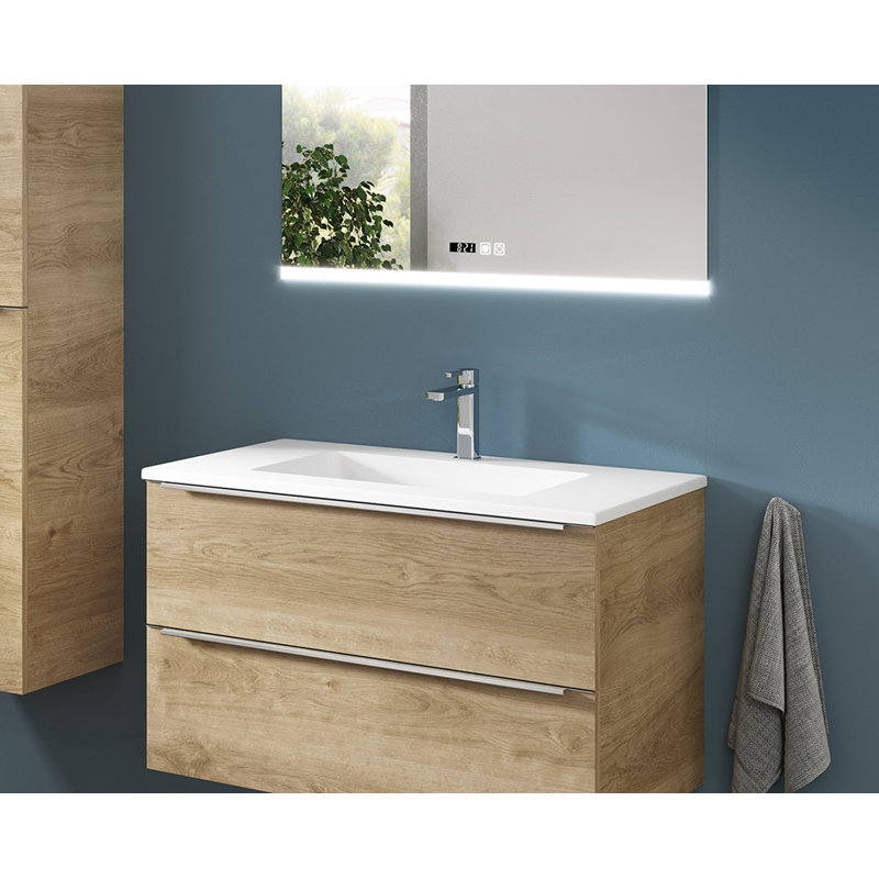 Lavabo de salle de bain rectangulaire encastrable en résine blanc mat 18,1 po DAX Mara