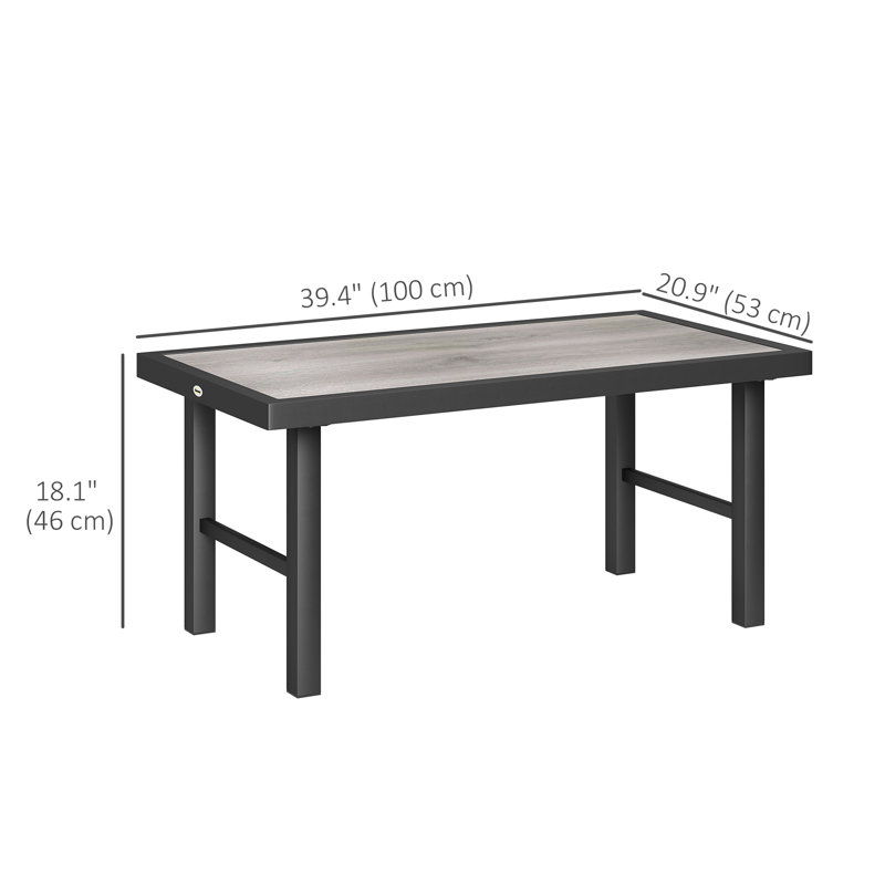 Table basse d'extérieur en métal, table d'appoint d'extérieur, gris vieilli