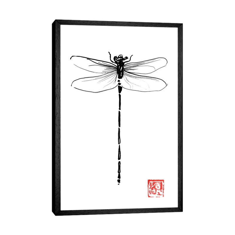 Dragonfly by Péchane - Painting on Canvas, Black Framed, 152.5 cm H x 101.5 cm W