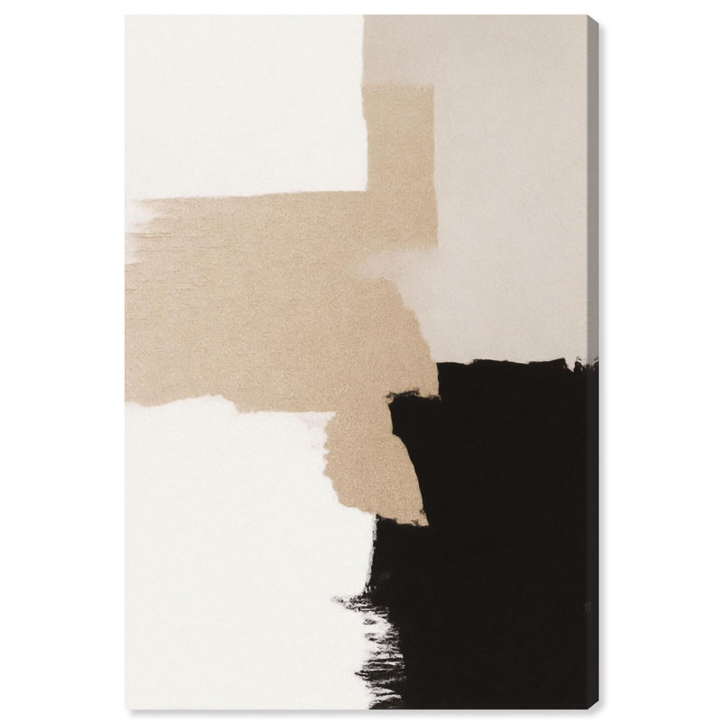 Décoration murale neutre sur toile beige et noir II par , Peinture sans cadre, H 24 po x l 16 po, Toile tendue