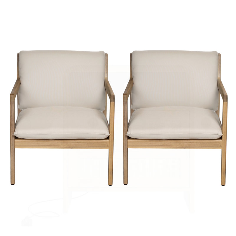 Outdoor Acacia Wood Armchair Set of 2