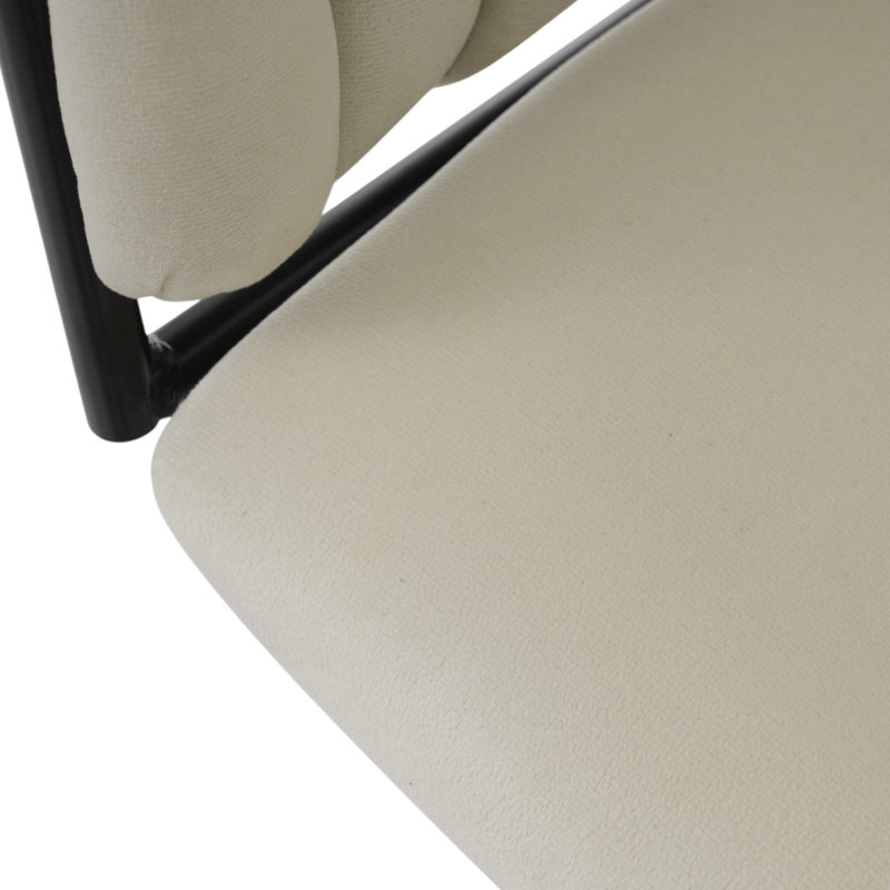 Authneil Velvet Metal Armchair, Beige, Black, 1