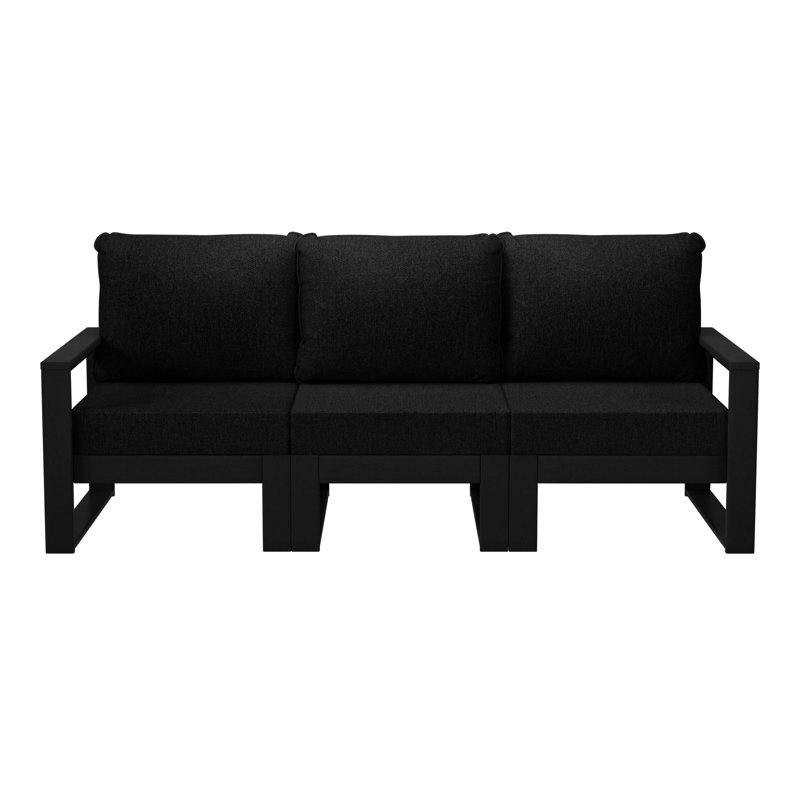 Canapé d'extérieur avec cadre, Noir, noir, noir, noir, Noir, noir, noir, noir