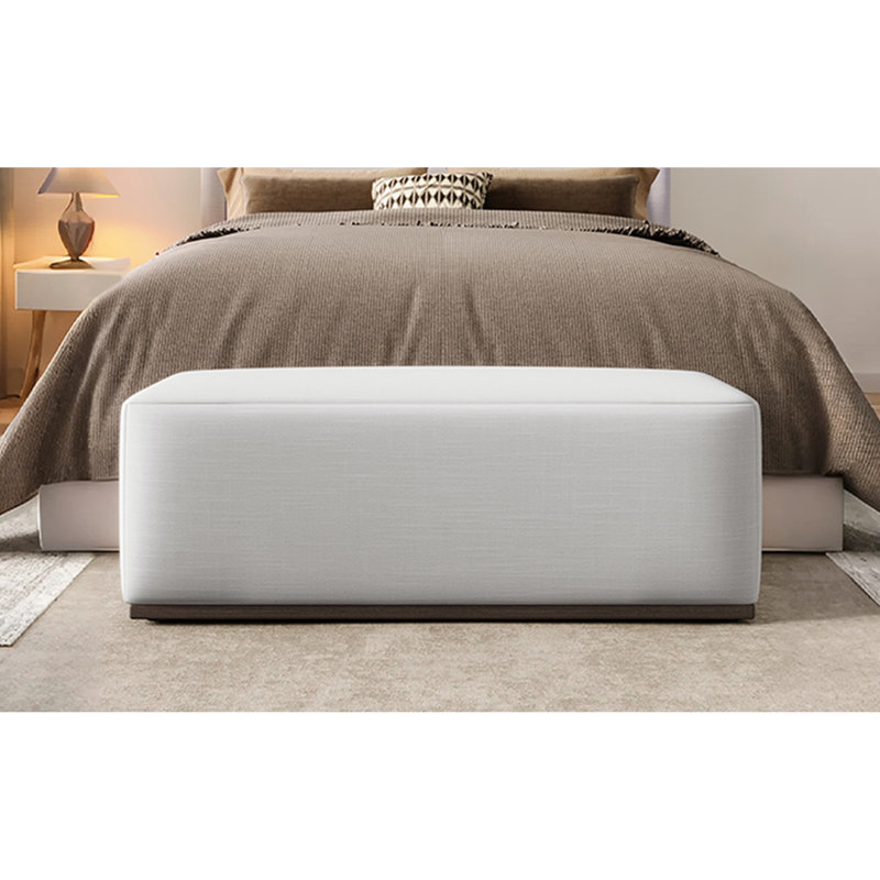Bois blanc - Tissu rectangulaire, 47,87 po de profondeur, 19,21 po de largeur, 18,04 po de hauteur, 34 lb, conception esthétique minimaliste, assise souple, stable et résiliente, pièce de salon multifonctionnelle blanche