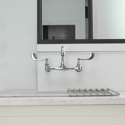 Robinet de cuisine à 2 poignées avec robinet pivotant de 12 po et robinet mural central de 8 po