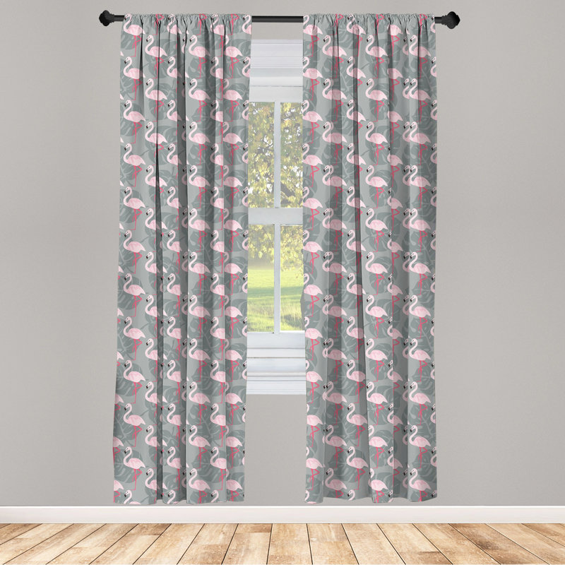 Flamingo Semi-Sheer Rod Pocket Sliding Panel, 28" x 95"