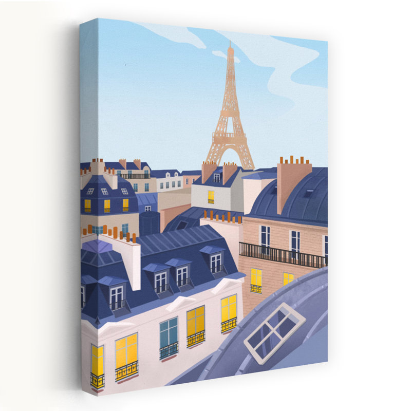 Paris Rooftops Classic Abstract Contemporary Architecture City Wall Art Print by Petra Lizde - Wrapped Canvas Print