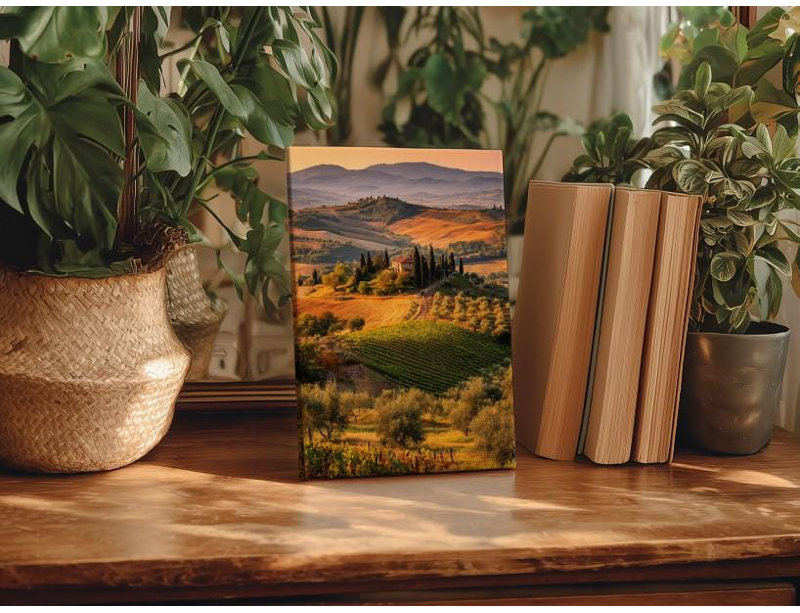 Impression sur toile paysage toscan: Golden Hour, vignoble italien, H 24 po x l 16 po