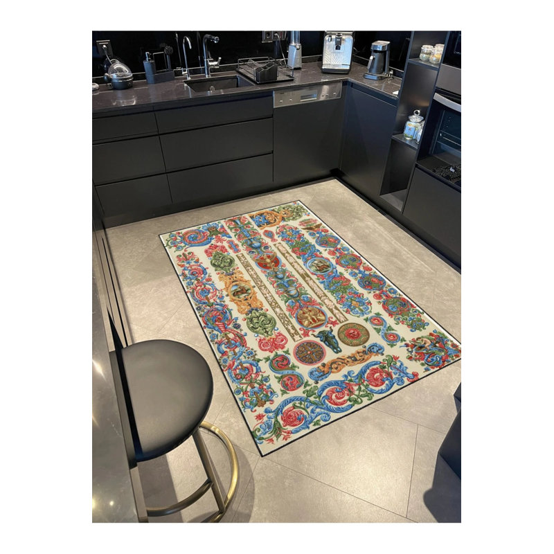 Tapis tissé avec motif de vase, Rond 4 pi