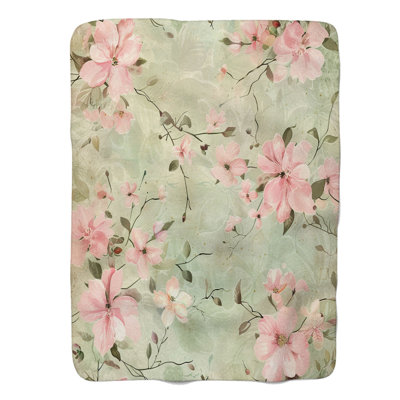Harmonie florale rétro - couverture Sherpa de qualité supérieure 1 pièce