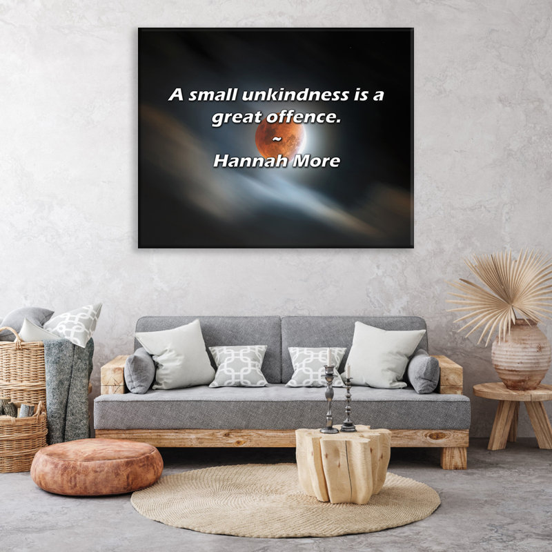 Citation artistique «Une petite méchanceté est un grand délit». Toile tendue par Hannah More Gallery, H 33 po x l 48 po