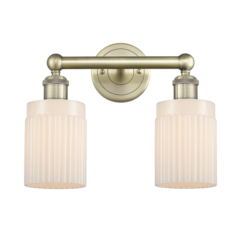 Kamena 13.5" W 2-Light Dimmable Vanity Light, Antique Brass, Matte White