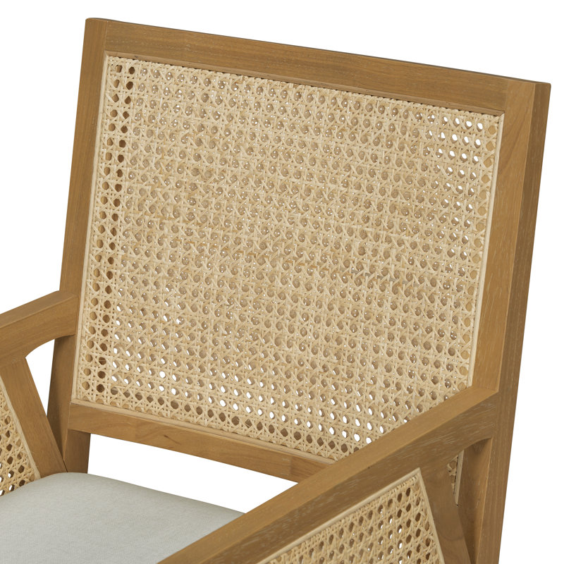 Chaise de salle à manger rembourrée Calira, Coussin beige / structure naturelle