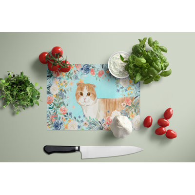 Abyssinian Spring Flowers Glass Cutting Board Large-bo1
