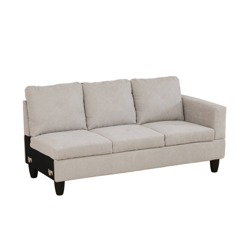 Upholstered L-Shaped Sectional Left Hand Facing, Black, Light Gray Microfiber/Microsuede