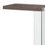 Table de bout Firminio en forme de C en gris vieilli et transparent