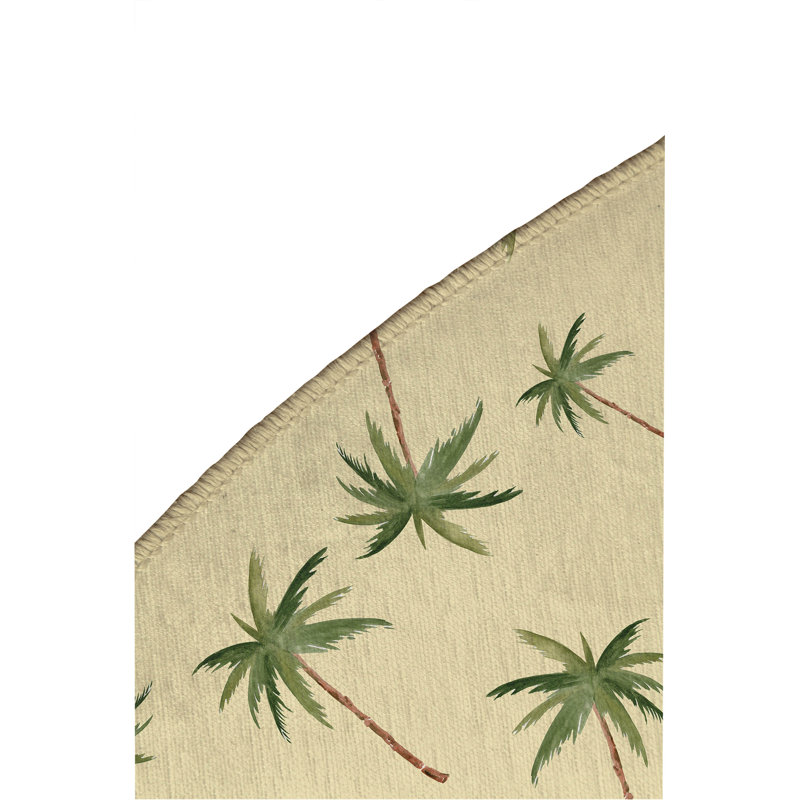 Summer Palms Outdoor Rug, Round 5'
