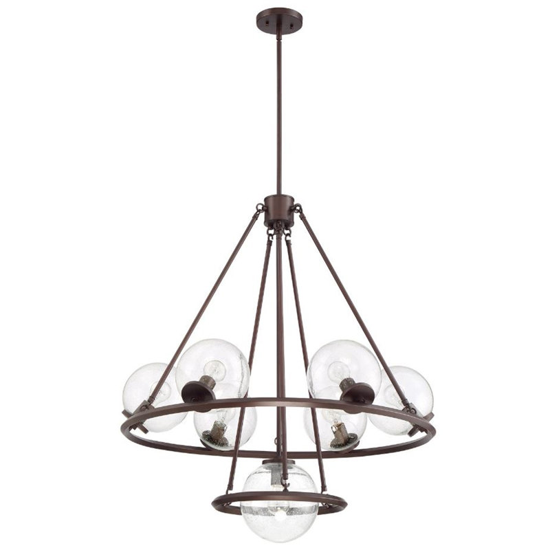7 - Light Dimmable Wagon Wheel Chandelier