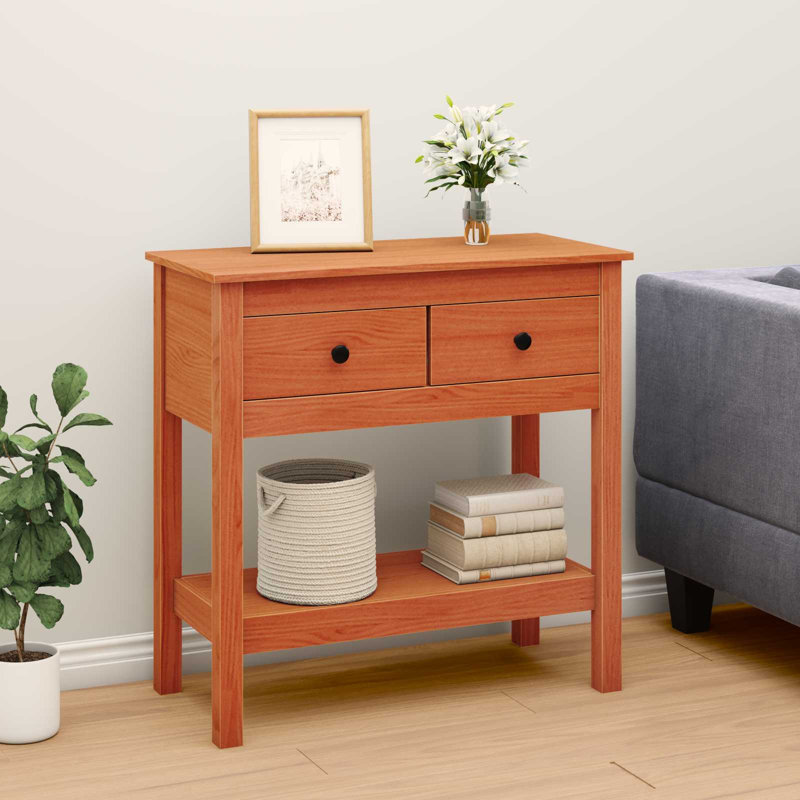 Solid Wood Top Console Table, 75cm H x 75cm W x 35cm D