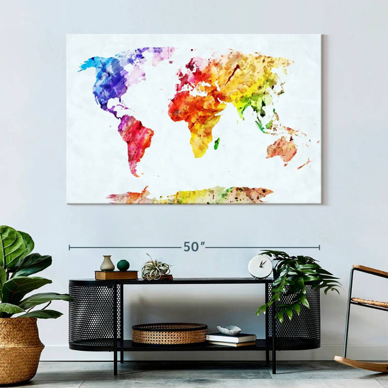 Carte du monde tempéré Aliaz, H 34 po x l 51 po