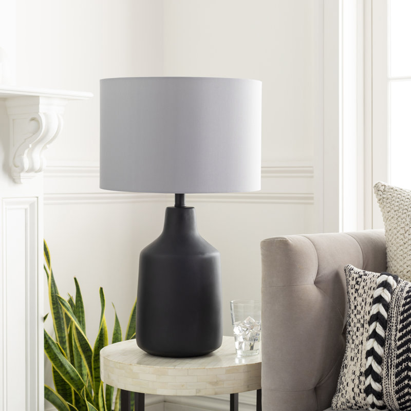 Lampe de table 25 po Lockwood, Base noire / abat-jour gris