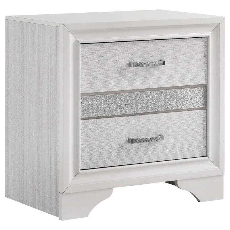 Table de chevet 2 tiroirs avec plateau à bijoux caché, Blanc