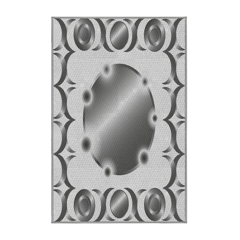 Tapis gris/noir tissé à la machine, Rectangle 6 pi x 9 pi