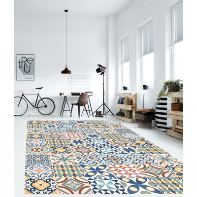 Alcia Vinyl Machine Printed Area Rug