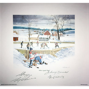 «Where Legends Commencer», signée par Cheevers, Hall, Bower et Worsley - affichage autographe COA 10 po x 10 po NHL