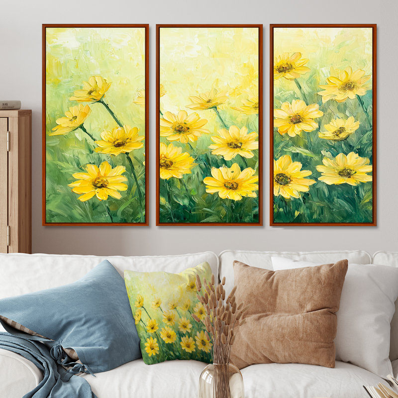Ensemble de décoration murale Country Charm Sunrise Daisy Glow II - marguerites, H 28 po x l 36 po, Brun