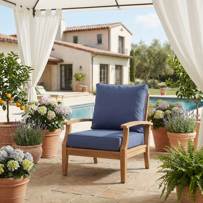 Outdoor Seat/Back Cushion, Navy Blue, 23" W x 25" D
