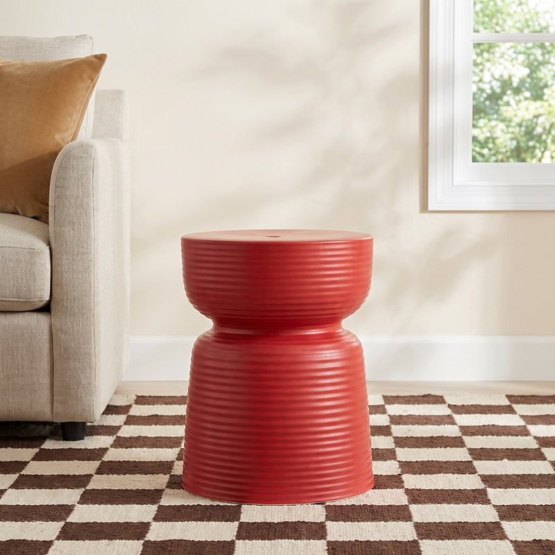 Biali Ceramic Accent Stool, Red