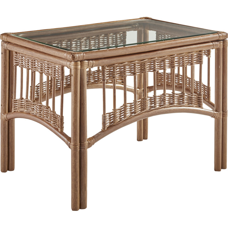Amandip Glass Top End Table, Pecan