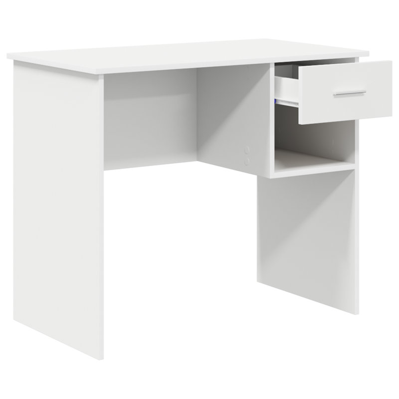 Desk With Storage 90X49.5X75 Cm Engineered Wood, White