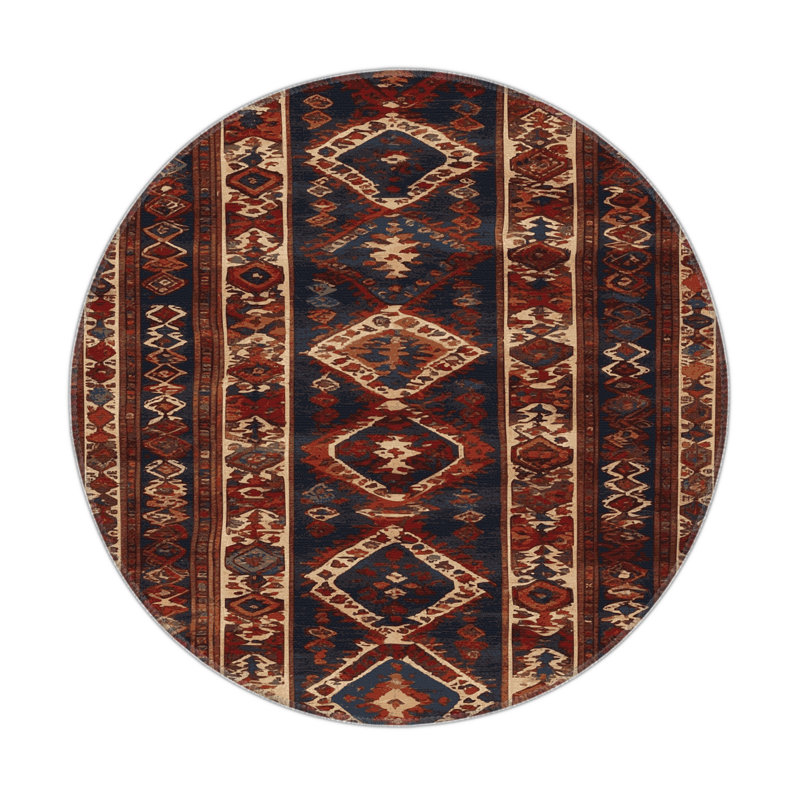 Tapis turc intérieur et extérieur noir, Rond 5 pi