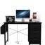 Bureau de 47,3 po en noir avec prises de courant et 3 tiroirs. Grande poche latérale pour les enveloppes. Bureau d'écriture rectangulaire moderne. Base en métal stable, patins réglables. Assemblage facile.