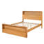 Cadre de lit Queen Size en contreplaqué de pin brun chaud avec tête et pied de lit doubles et rangements-538500224