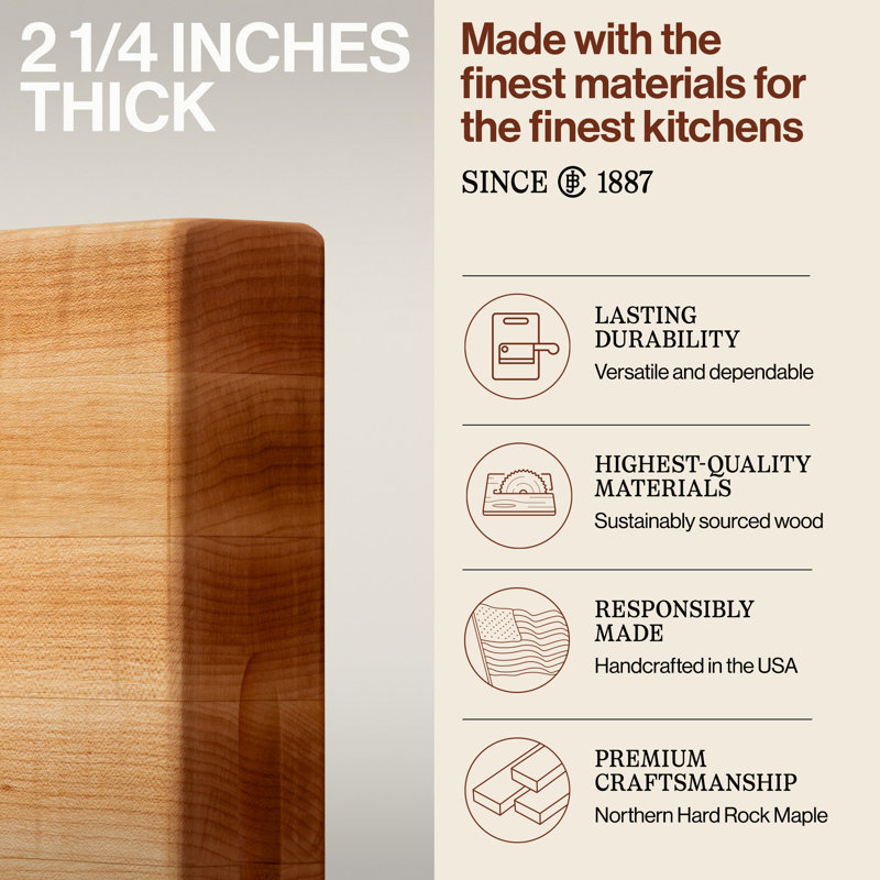 John Boos Maple Wood Edge Grain Reversible Cutting Board, 20" L x 15" W x 2.25"D, Maple