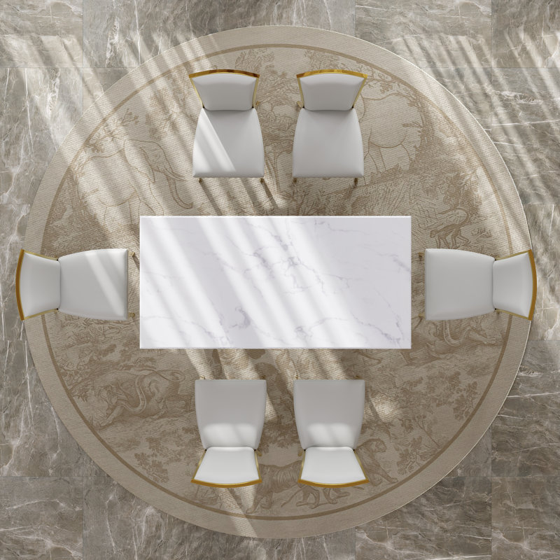 Mulhouse Faux Marble Top Metal Base Dining Table