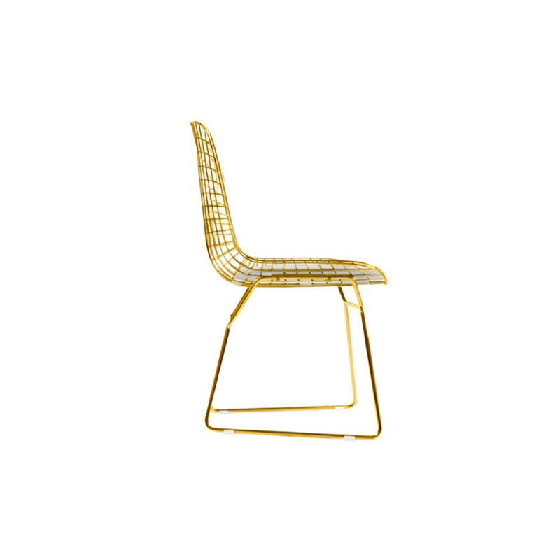 Chaise en fil de fer, Doré, Blanc