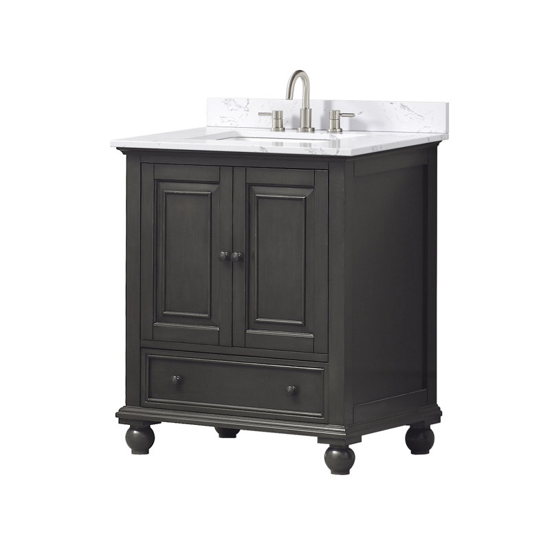 Thompson 31" Single Modern Bathroom Vanity Set, Charcoal Glaze, Cala White