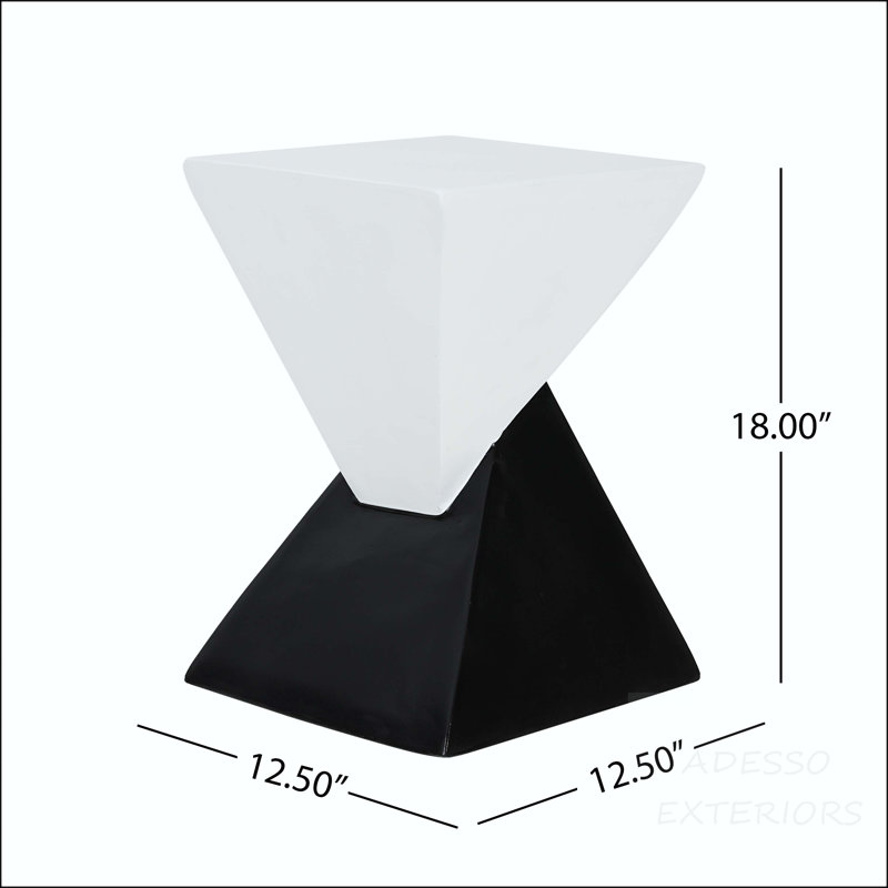 Table d'appoint géométrique MGO avec blocs de couleur noir et blanc, Noir / blanc