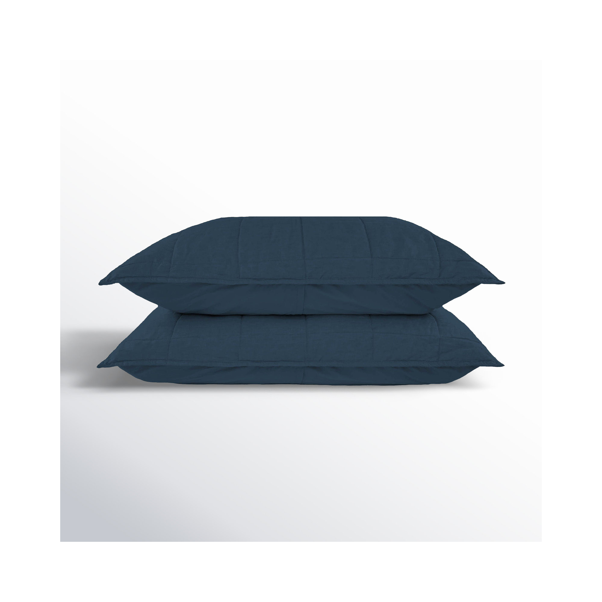 French Linen Box Stitch Quilted Sham Set, Baltic, King